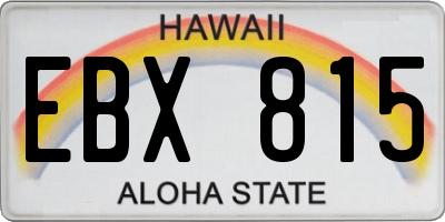 HI license plate EBX815