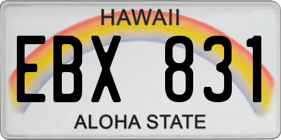 HI license plate EBX831