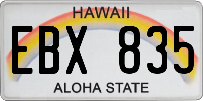 HI license plate EBX835
