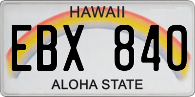 HI license plate EBX840