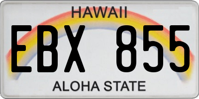 HI license plate EBX855