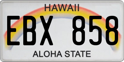 HI license plate EBX858