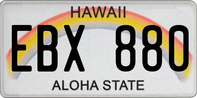 HI license plate EBX880