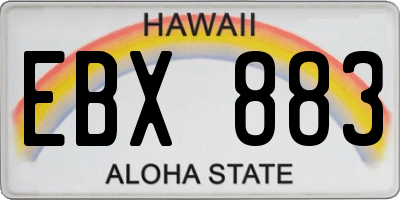 HI license plate EBX883