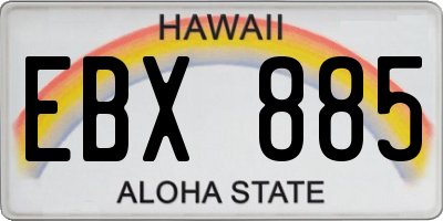 HI license plate EBX885