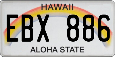 HI license plate EBX886