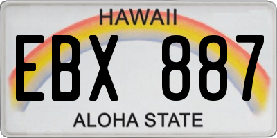 HI license plate EBX887