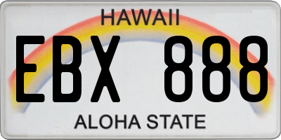 HI license plate EBX888