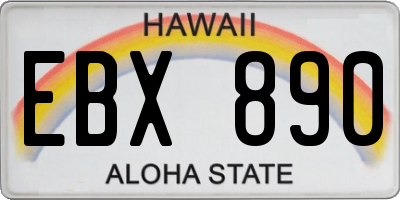 HI license plate EBX890