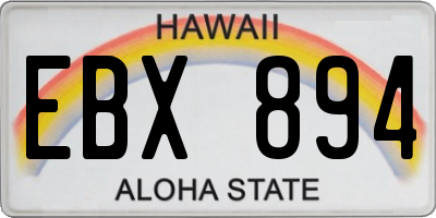 HI license plate EBX894