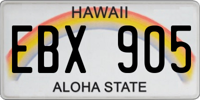 HI license plate EBX905