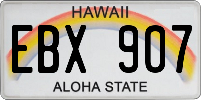 HI license plate EBX907