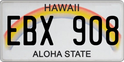 HI license plate EBX908