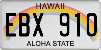HI license plate EBX910