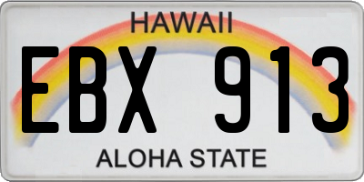 HI license plate EBX913