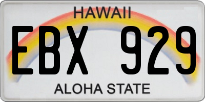 HI license plate EBX929
