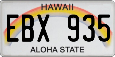 HI license plate EBX935