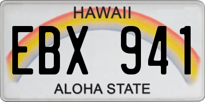 HI license plate EBX941