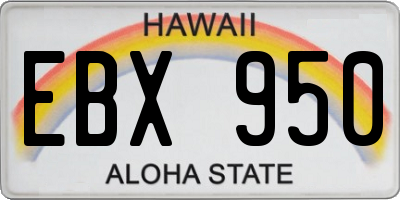 HI license plate EBX950