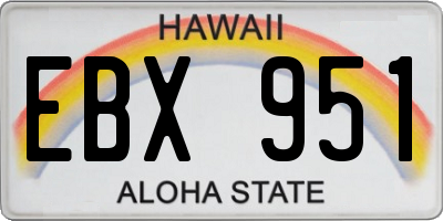 HI license plate EBX951