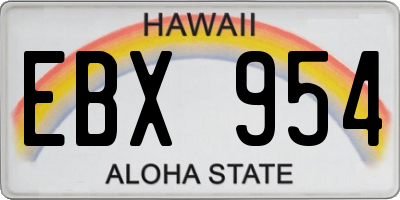 HI license plate EBX954