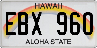 HI license plate EBX960