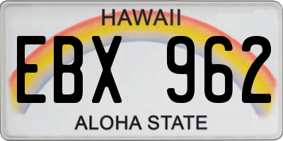 HI license plate EBX962