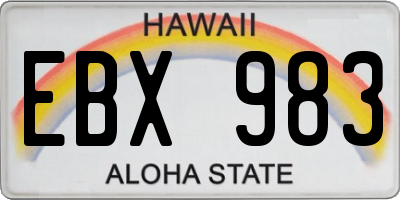 HI license plate EBX983
