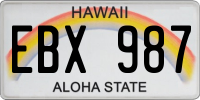 HI license plate EBX987