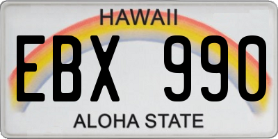 HI license plate EBX990