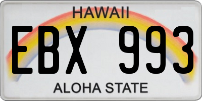 HI license plate EBX993