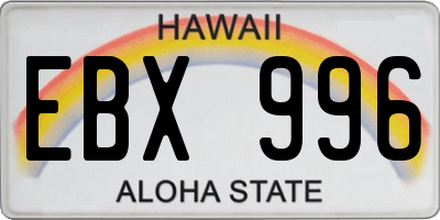 HI license plate EBX996