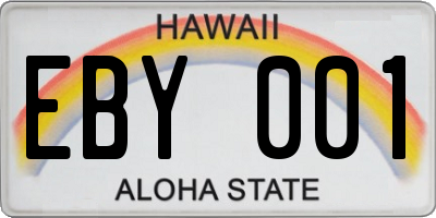 HI license plate EBY001