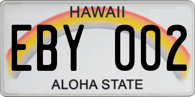 HI license plate EBY002