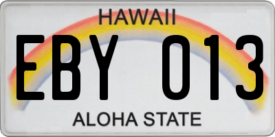 HI license plate EBY013
