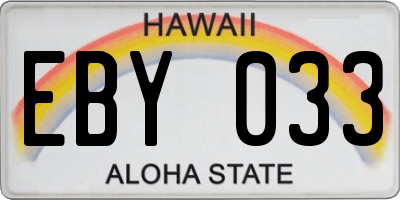 HI license plate EBY033