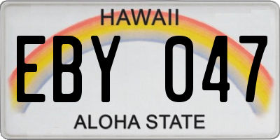 HI license plate EBY047