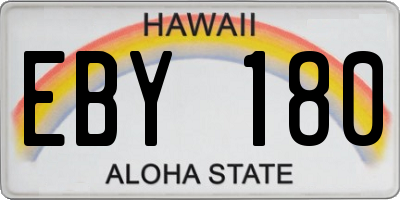 HI license plate EBY180
