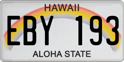 HI license plate EBY193