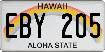 HI license plate EBY205