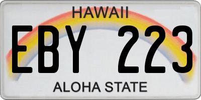 HI license plate EBY223