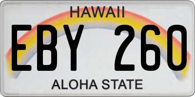HI license plate EBY260