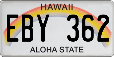 HI license plate EBY362
