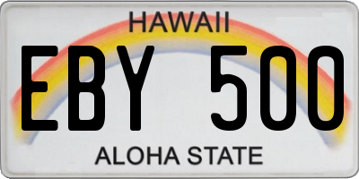 HI license plate EBY500