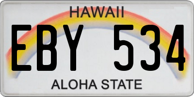 HI license plate EBY534