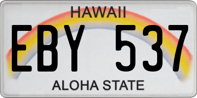 HI license plate EBY537