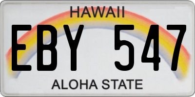 HI license plate EBY547