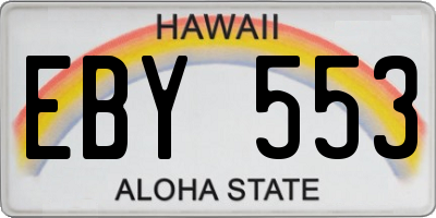 HI license plate EBY553