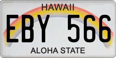HI license plate EBY566