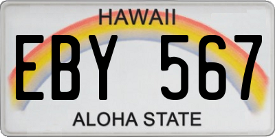 HI license plate EBY567